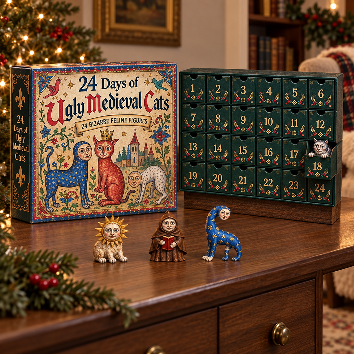 🔥 LAST DAY 50% OFF | 🐈 24 Days of Ugly Medieval Cats – Advent Calendar 2026 🎄