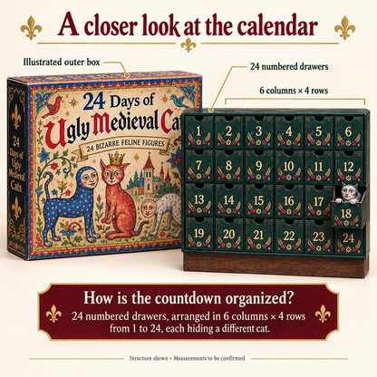 🔥 LAST DAY 50% OFF | 🐈 24 Days of Ugly Medieval Cats – Advent Calendar 2026 🎄