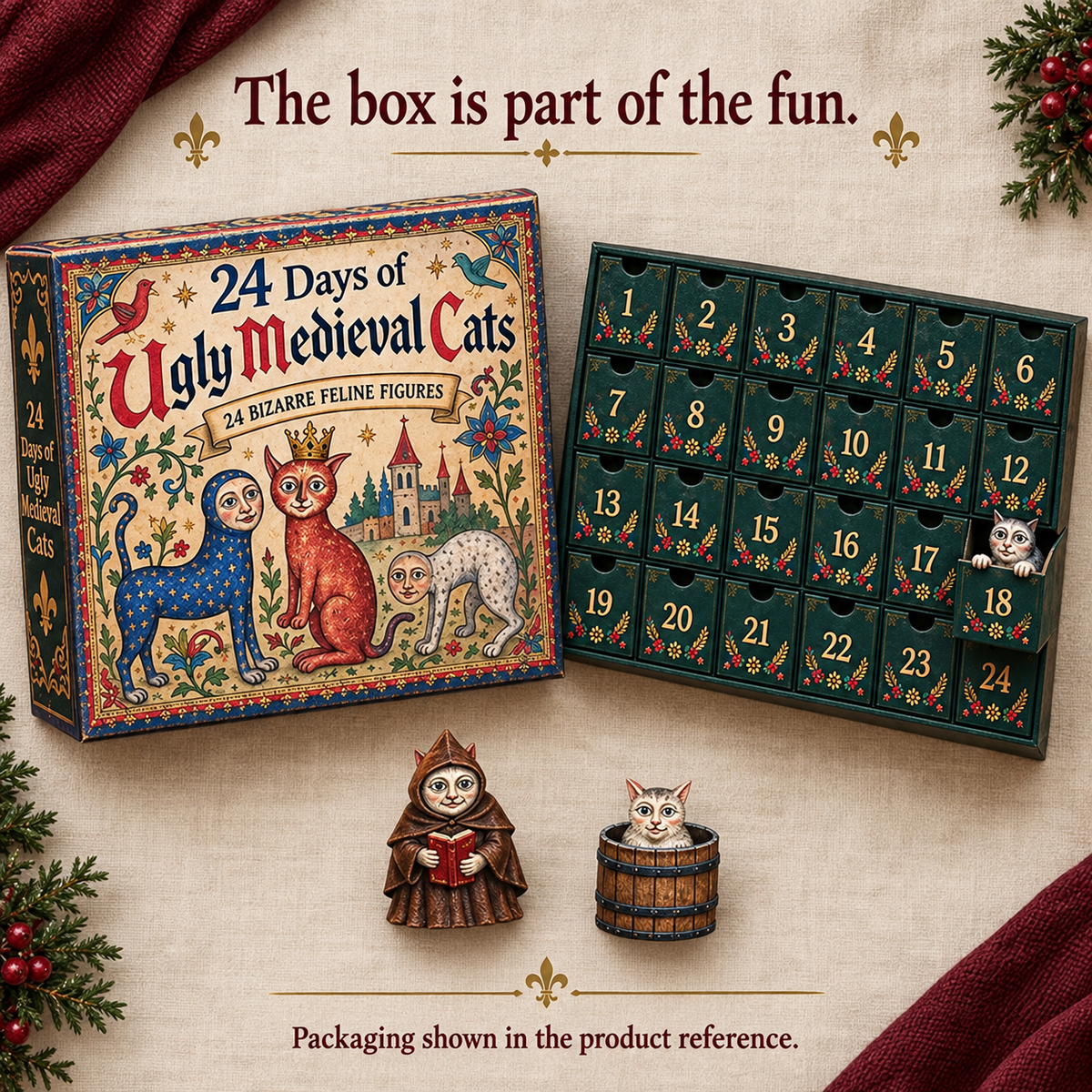 🔥 LAST DAY 50% OFF | 🐈 24 Days of Ugly Medieval Cats – Advent Calendar 2026 🎄