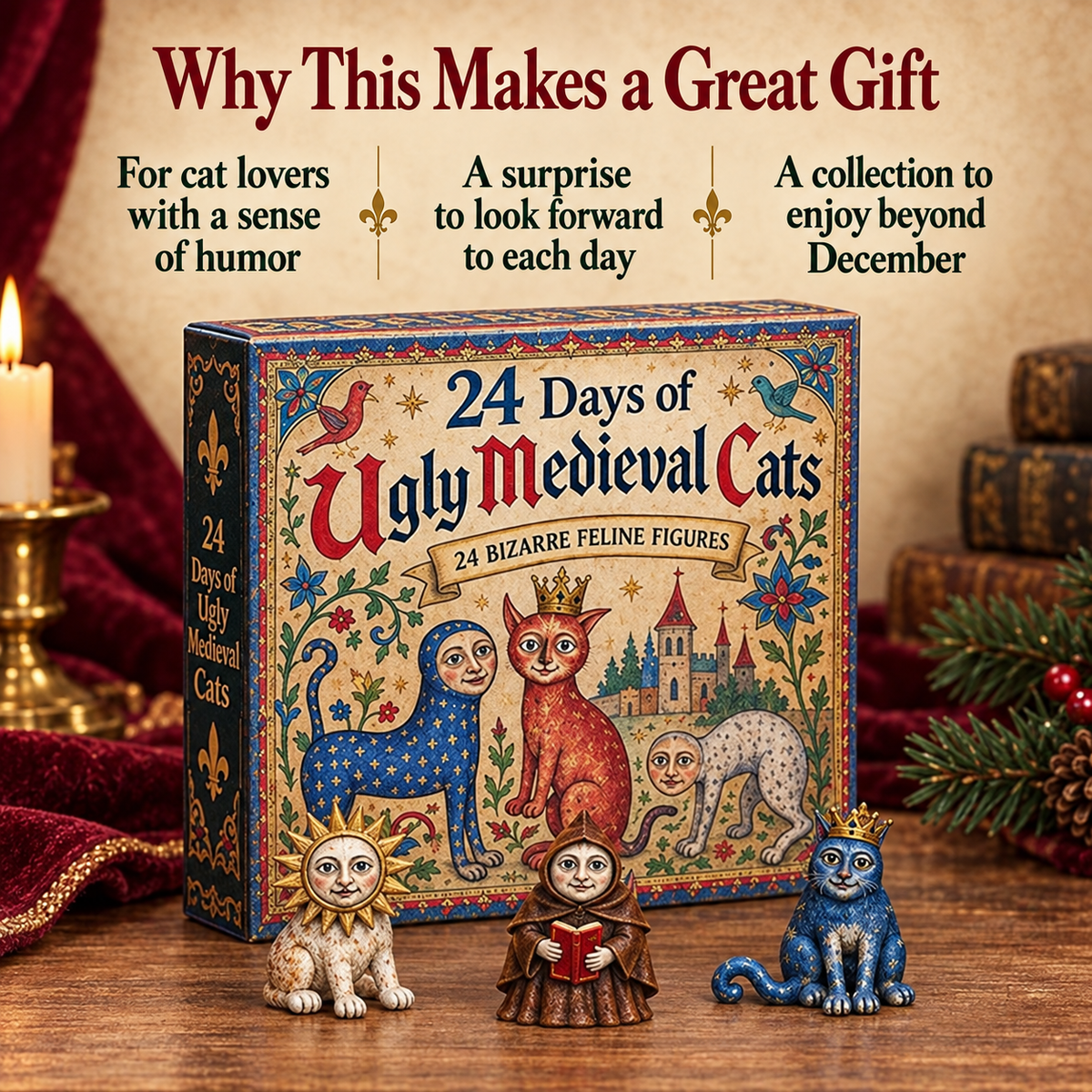 🔥 LAST DAY 50% OFF | 🐈 24 Days of Ugly Medieval Cats – Advent Calendar 2026 🎄