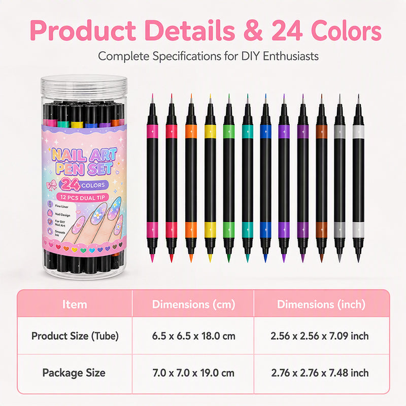🔥 LIMITED-TIME 50% OFF | 24-Color Dual-Ended Nail Art Pen Set 🎨💅