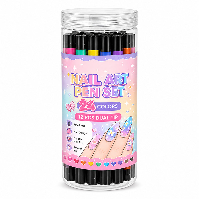 🔥 LIMITED-TIME 50% OFF | 24-Color Dual-Ended Nail Art Pen Set 🎨💅