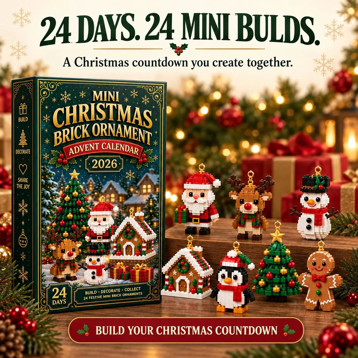 🔥 LAST DAY 49% OFF | 🎄 24-Day Christmas Advent Calendar – Build 24 Festive Ornaments 🎁