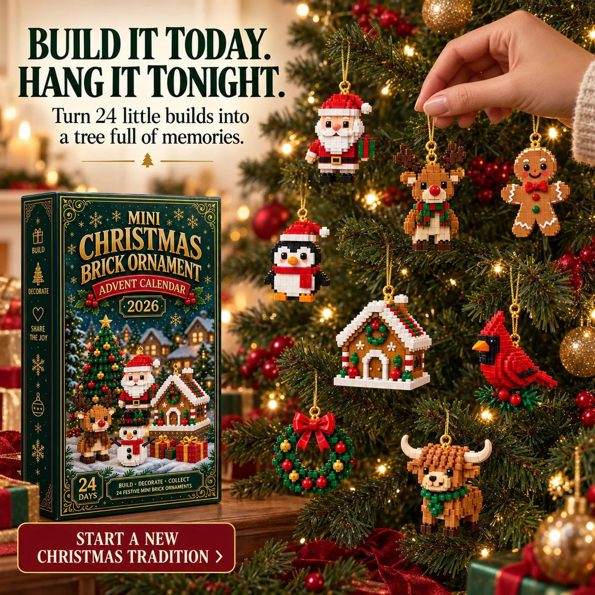 🔥 LAST DAY 49% OFF | 🎄 24-Day Christmas Advent Calendar – Build 24 Festive Ornaments 🎁
