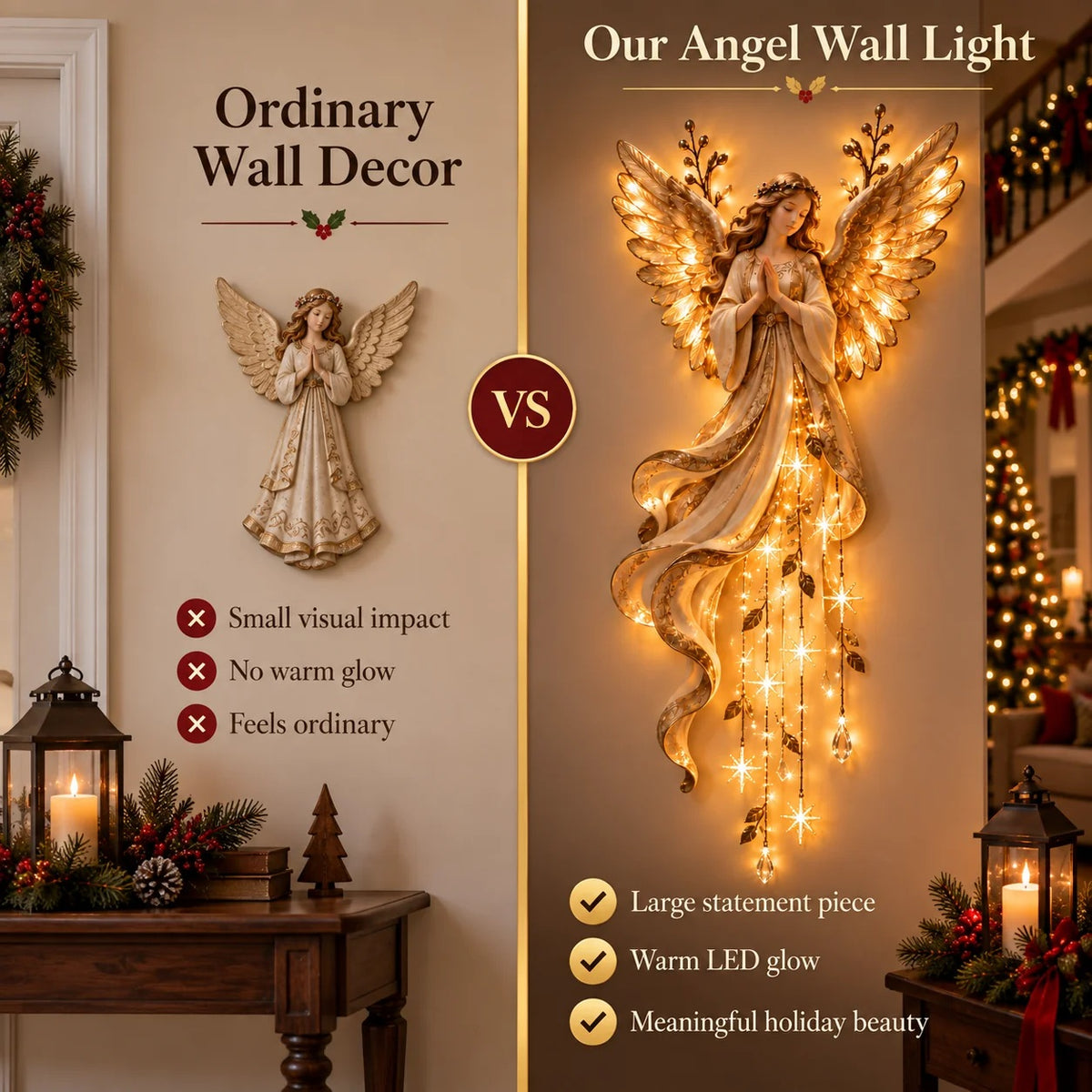 🔥 Last Day Sale 50% OFF👼Guardian Angel Starfall Cascade™ – Lighted Faith & Blessing Christmas Wall Decor✨