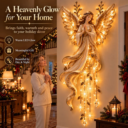 🔥 Last Day Sale 50% OFF👼Guardian Angel Starfall Cascade™ – Lighted Faith & Blessing Christmas Wall Decor✨