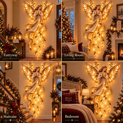 🔥 Last Day Sale 50% OFF👼Guardian Angel Starfall Cascade™ – Lighted Faith & Blessing Christmas Wall Decor✨