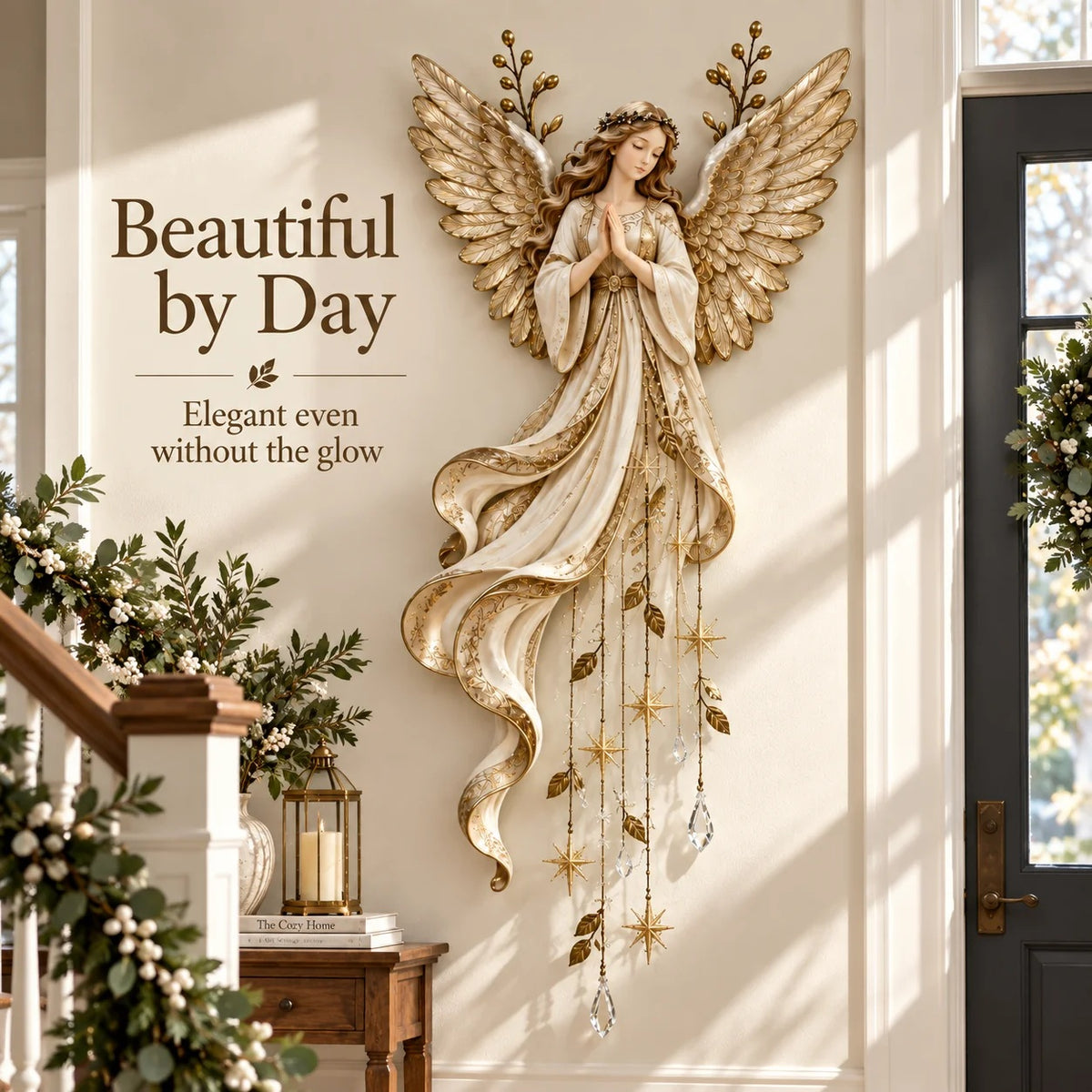🔥 Last Day Sale 50% OFF👼Guardian Angel Starfall Cascade™ – Lighted Faith & Blessing Christmas Wall Decor✨