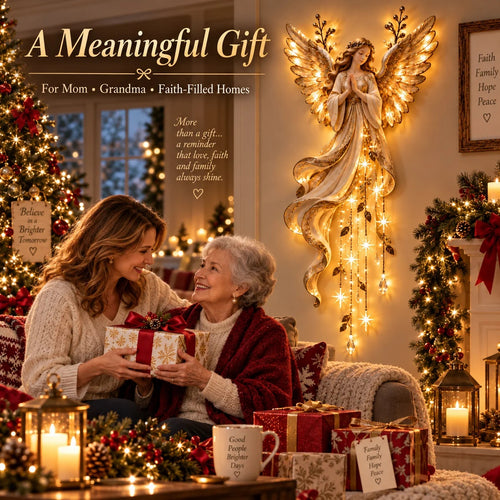 🔥 Last Day Sale 50% OFF👼Guardian Angel Starfall Cascade™ – Lighted Faith & Blessing Christmas Wall Decor✨