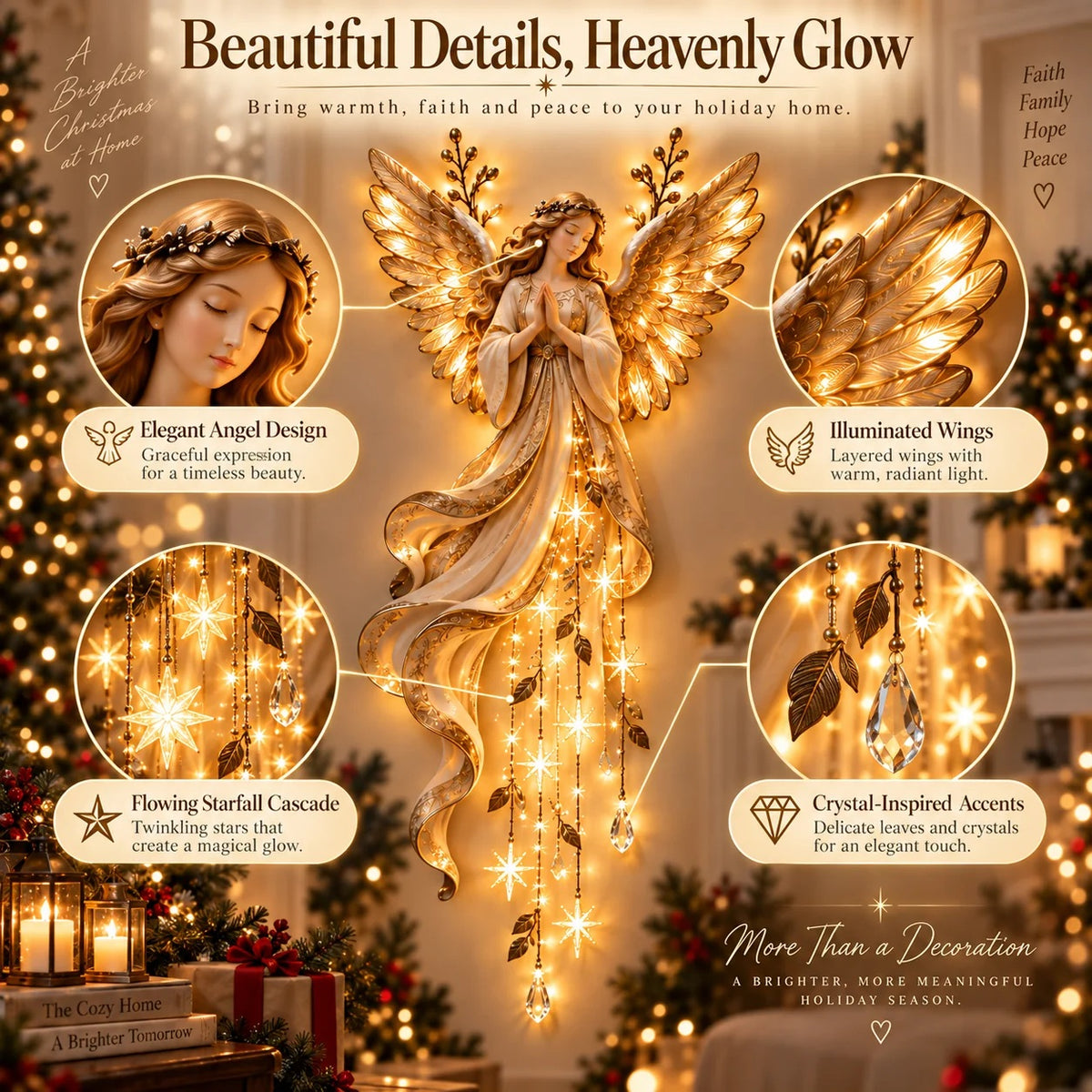 🔥 Last Day Sale 50% OFF👼Guardian Angel Starfall Cascade™ – Lighted Faith & Blessing Christmas Wall Decor✨