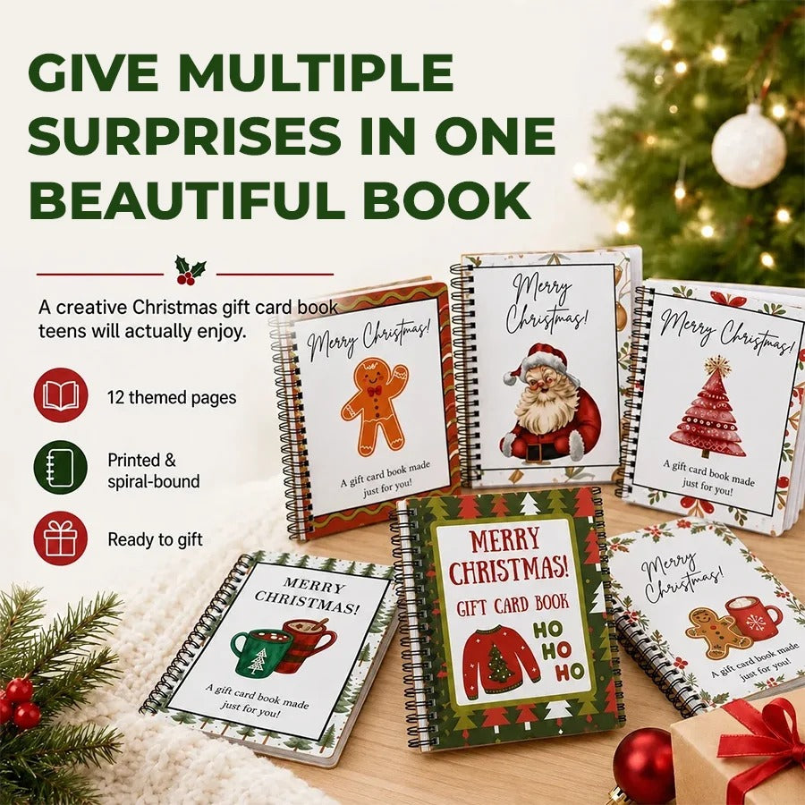 🎁70% OFF!!!-Ready for Christmas!🎅Christmas Gift Card Book, DIY Spiral-Bound Christmas Gift Card Holder Book🎁Personalized Xmas Gifts for Family, Festive & Party Supplies