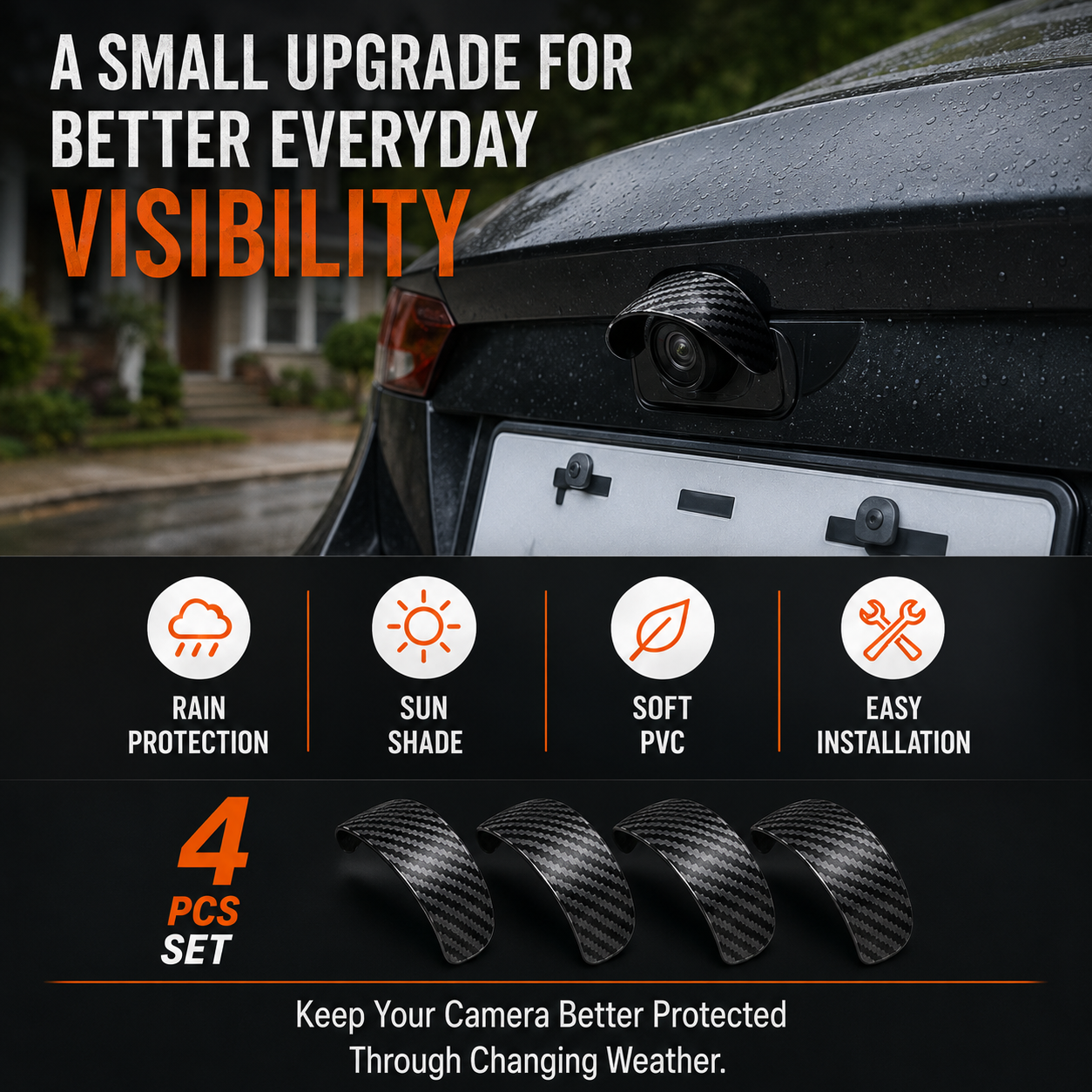 🔥 Limited-Time Offer! 49% OFF Car Backup Camera Rain Shield – Carbon Fiber Sun Visor, Protects Rear & Side Camera Lens from Rain & Glare (4/8 PCS)