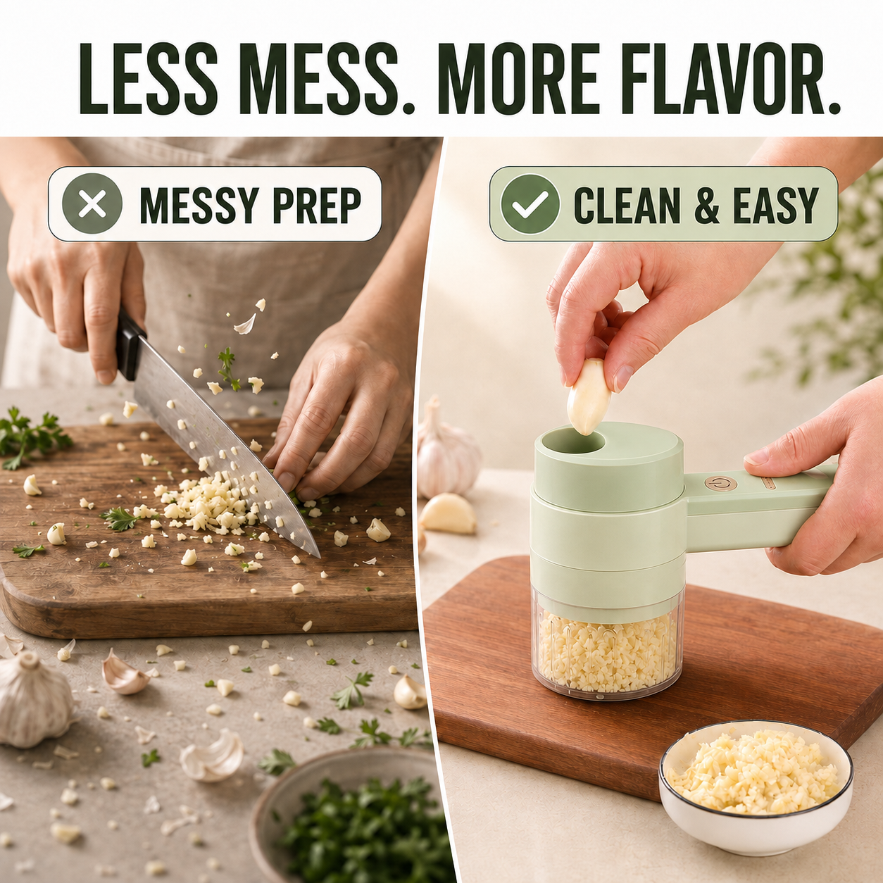 🧄 4-in-1 Electric Food Chopper – Slice, Mince, Peel & Auto-Clean in Seconds ⚡