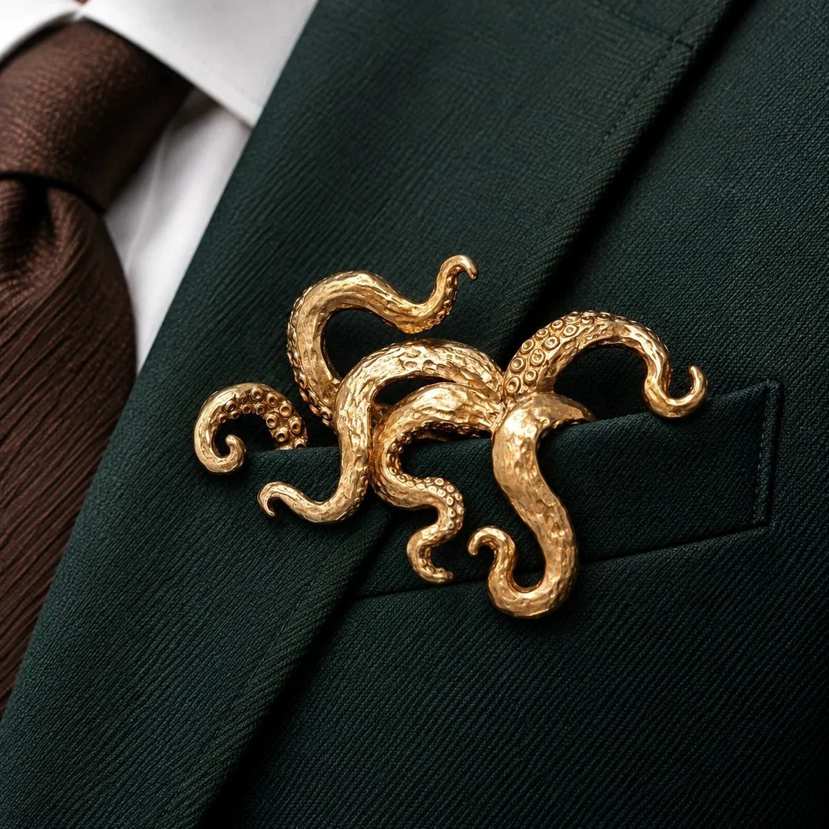🐊 Luxury Sculpted Alligator Pocket Square – Magnetic Metal Suit Accessory ✨