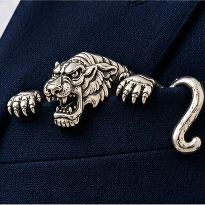 🐊 Luxury Sculpted Alligator Pocket Square – Magnetic Metal Suit Accessory ✨