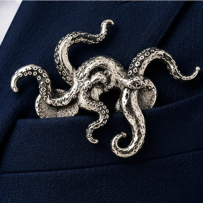 🐊 Luxury Sculpted Alligator Pocket Square – Magnetic Metal Suit Accessory ✨
