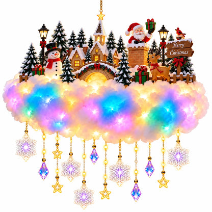 ✨ Santa & Reindeer Light-Up Christmas Cloud – A Holiday Story for Your Wall