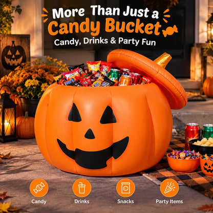 🔥 Limited-Time 49% OFF – Inflatable Halloween Pumpkin Bucket – Candy Holder & Party Decor