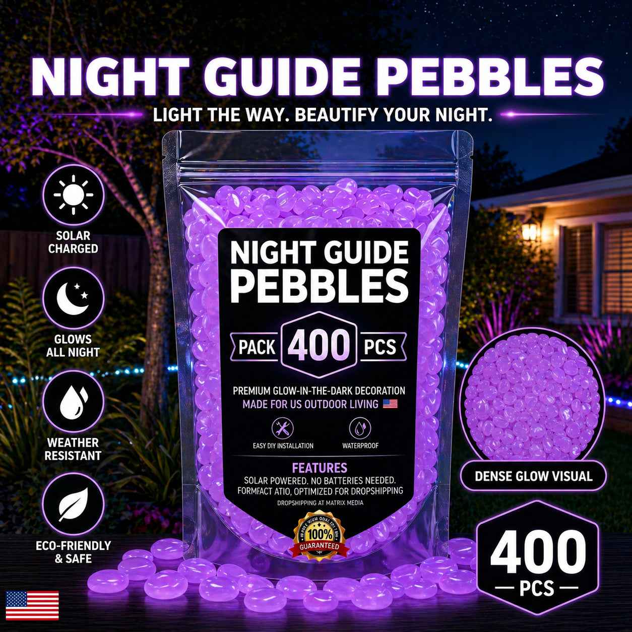 💥The dazzling beauty of the garden at night💥 🌈Colorful glow-in-the-dark garden stones