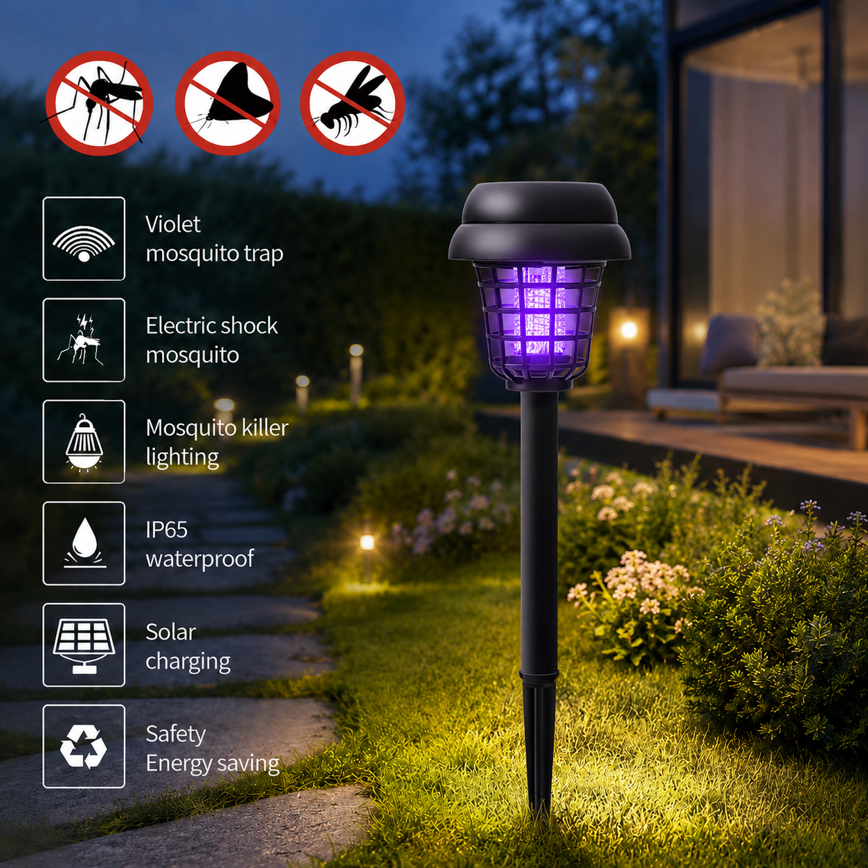 🔥🔥 Father's Day Special:🦟❌ Solar-Powered Mosquito Killer Lamp – Outdoor LED Bug Zapper & Garden Landscape Light 🔋