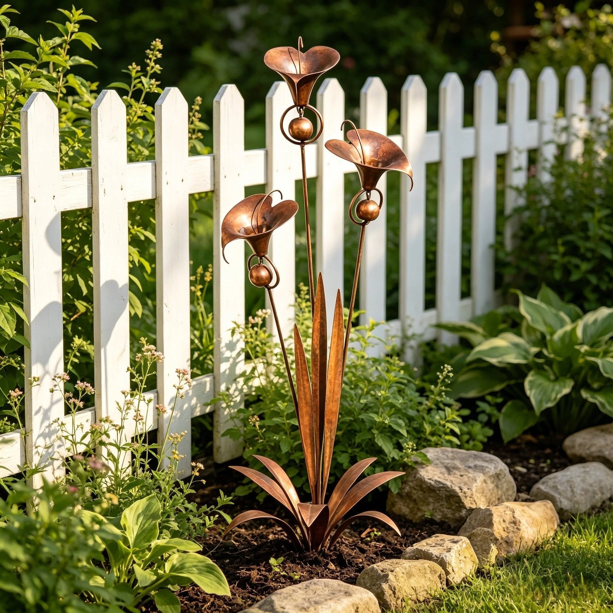 Copper Calla Lily Garden Chime Set – Peaceful Outdoor Decor for Flower Lovers 🌿🔔