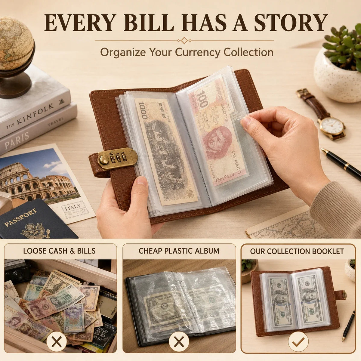 ⏰ Today Only—🔐 Locking Banknote Collection Book – Securely Holds Up to 100 Bills