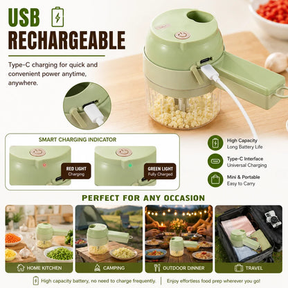 4-in-1 Electric Vegetable Chopper & Slicer | USB-C