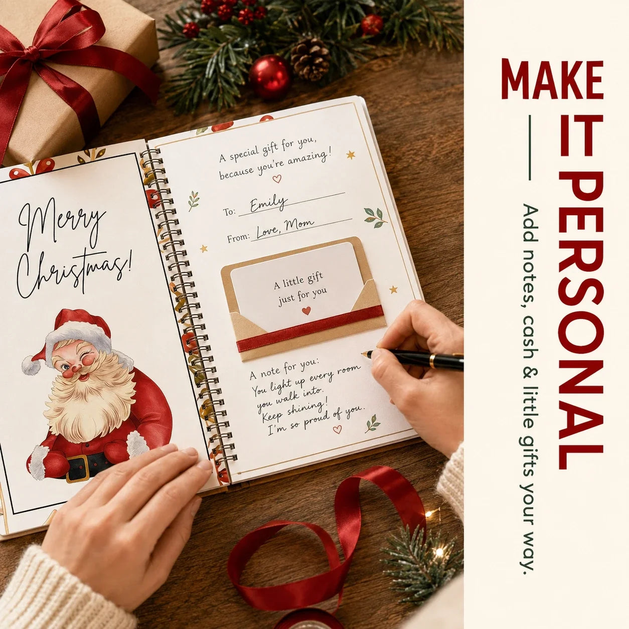 ⏰ Limited-Time Christmas Deal –Gift Card Book for Cards, Cash & Notes 🎄