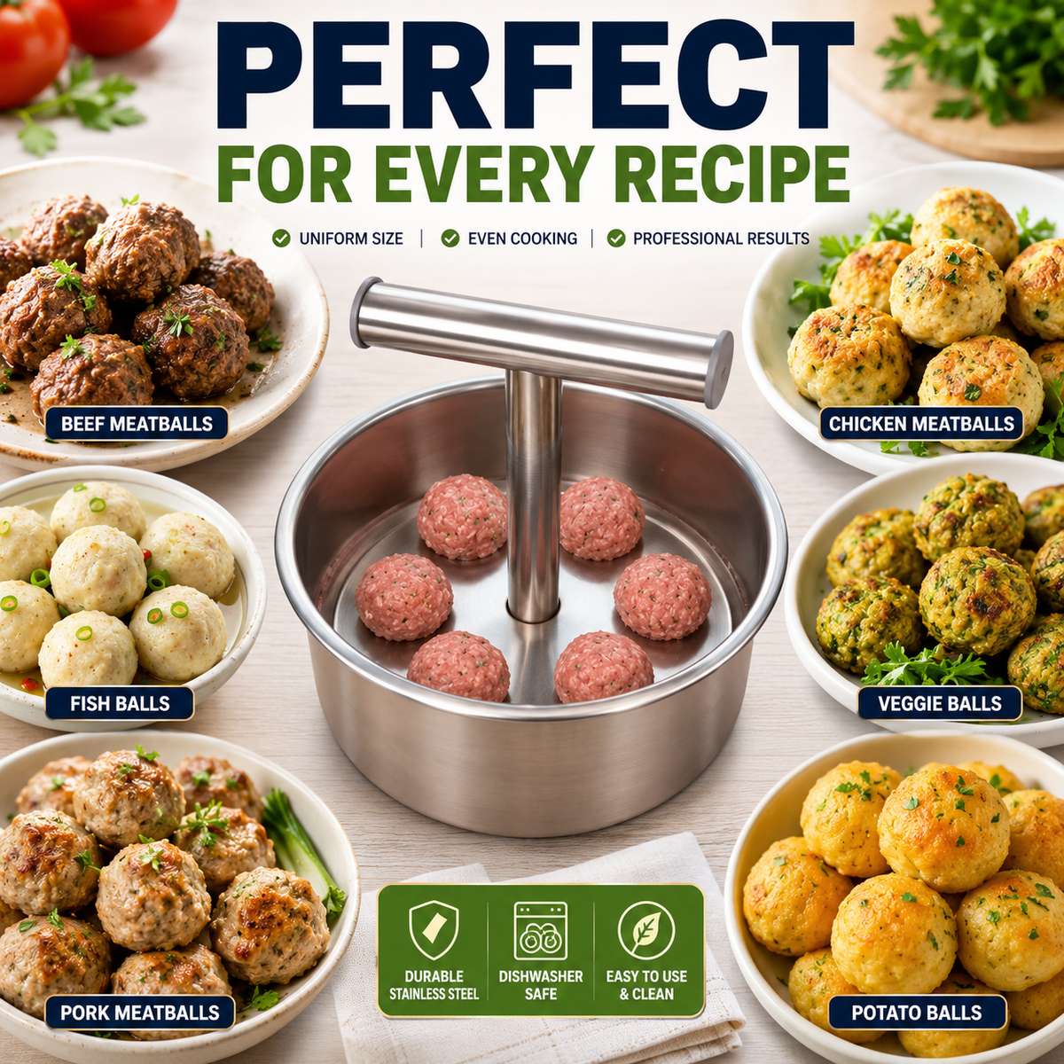 🔥 Limited-Time 50% OFF! Stainless Steel Meatball Shaper – Make Perfect Meatballs Fast & Easy 🍖✨
