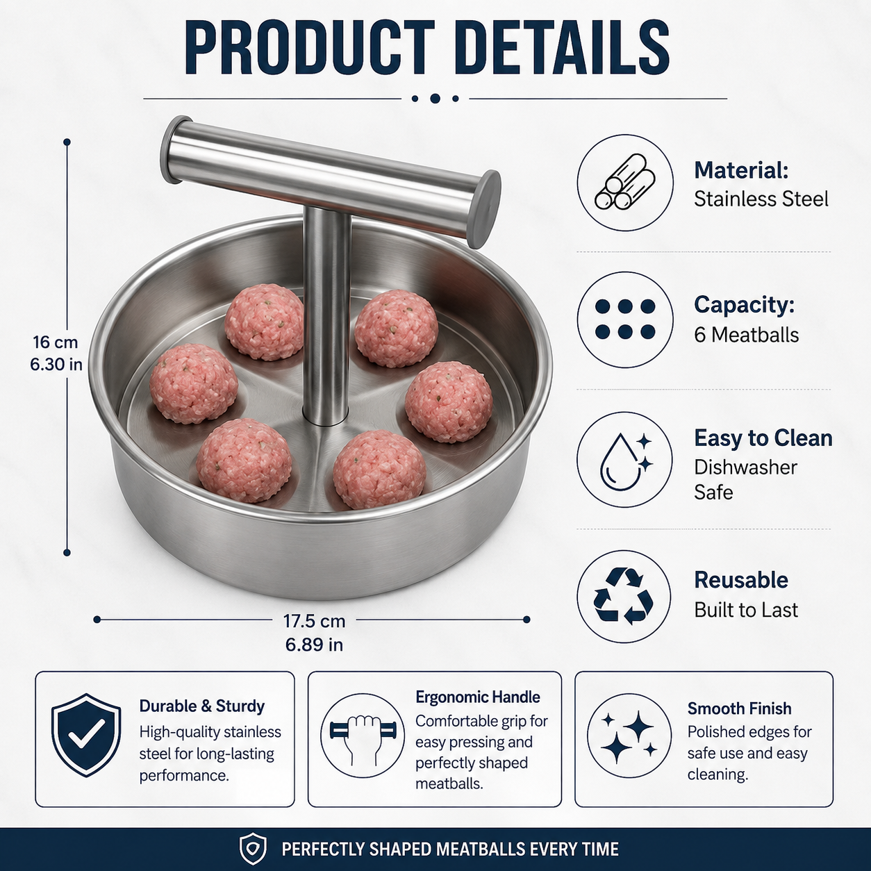 🔥 Limited-Time 50% OFF! Stainless Steel Meatball Shaper – Make Perfect Meatballs Fast & Easy 🍖✨