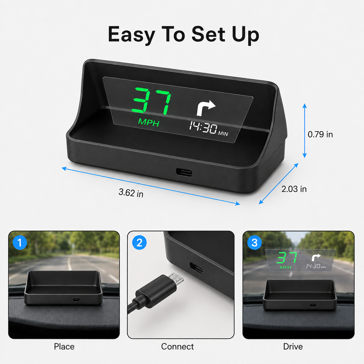 🔥 Limited-Time Offer! Smart Car Head Up Display Holographic Windshield Projector with GPS Speedometer