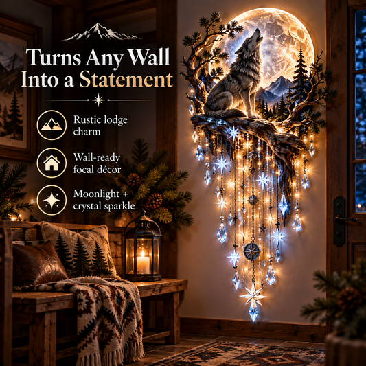 ⏳ Last Day 50% OFF-🐺🌕 Bring the Wild Night Home – Wolf Moon Starfall Light