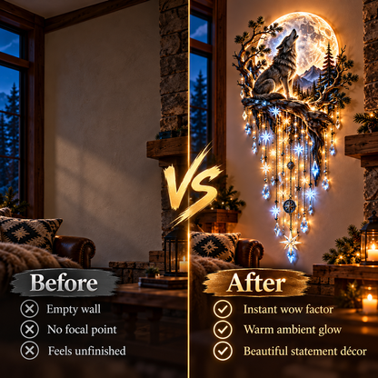 ⏳ Last Day 50% OFF-🐺🌕 Bring the Wild Night Home – Wolf Moon Starfall Light