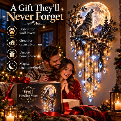 ⏳ Last Day 50% OFF-🐺🌕 Bring the Wild Night Home – Wolf Moon Starfall Light