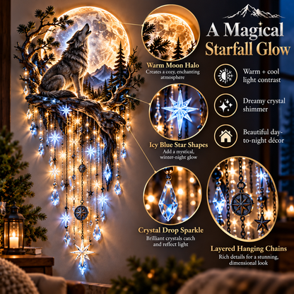 ⏳ Last Day 50% OFF-🐺🌕 Bring the Wild Night Home – Wolf Moon Starfall Light