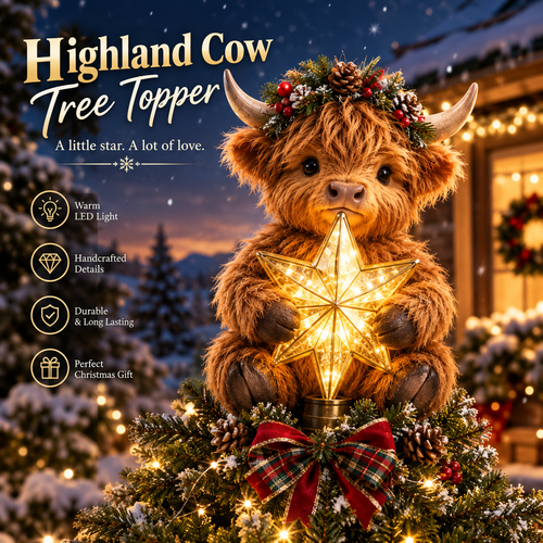 👍👍👍Baby Highland Cow Glowing Star Tree Toppe👍👍👍