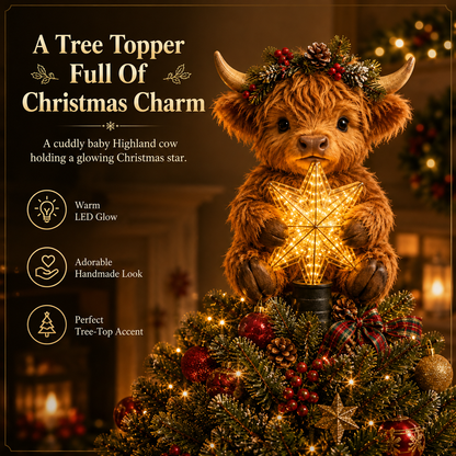 👍👍👍Baby Highland Cow Glowing Star Tree Toppe👍👍👍
