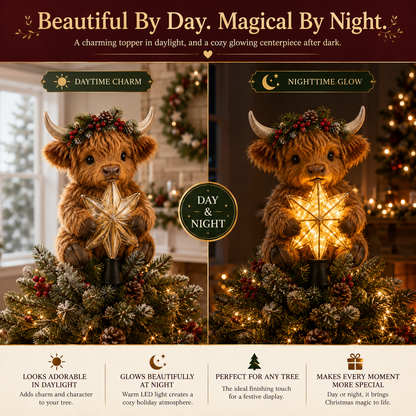 👍👍👍Baby Highland Cow Glowing Star Tree Toppe👍👍👍