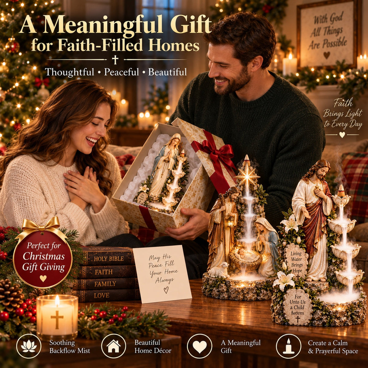 ✨ Last Day 49% OFF✨ Faith-Inspired Backflow Collection™ – Peaceful Christian Home Decor