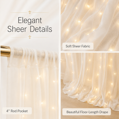 ✨ 34% OFF | Dreamy Tulle Curtain Lights Set – Turn Any Room Into a Glowing Backdrop