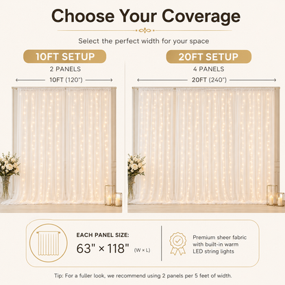 ✨ 34% OFF | Dreamy Tulle Curtain Lights Set – Turn Any Room Into a Glowing Backdrop