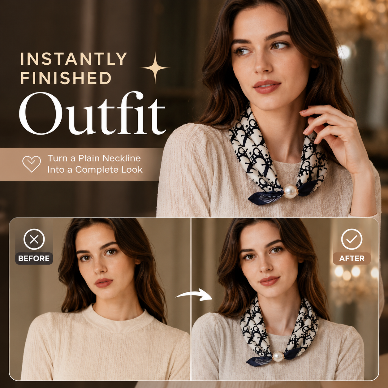 ✨ 50% OFF | Magnetic Pearl Scarf Necklace – Snap On, Style Instantly 🧣