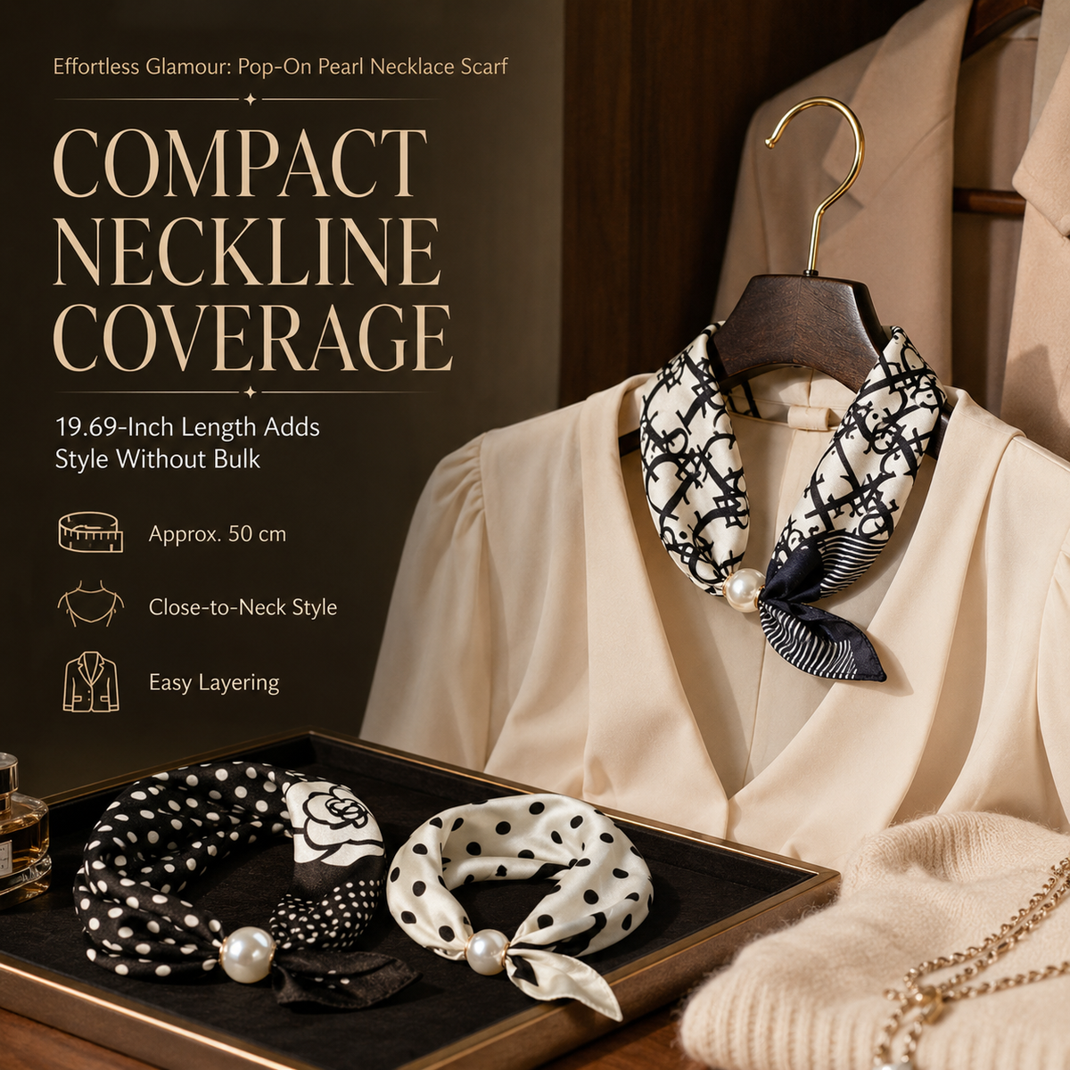 ✨ 50% OFF | Magnetic Pearl Scarf Necklace – Snap On, Style Instantly 🧣