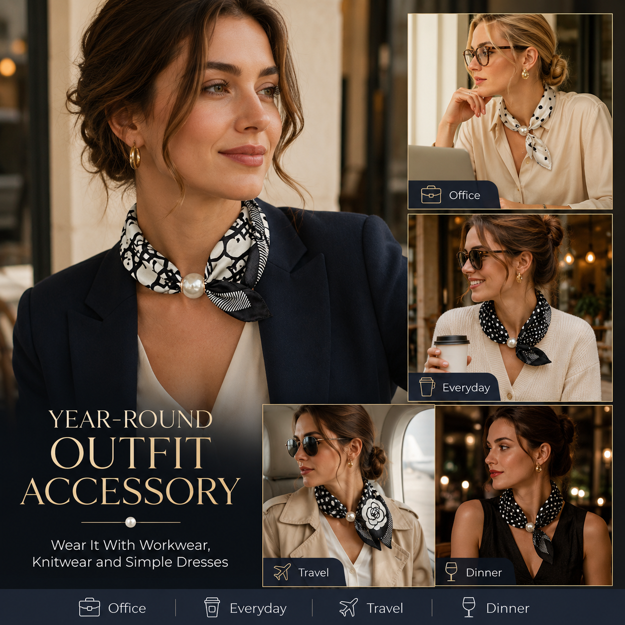 ✨ 50% OFF | Magnetic Pearl Scarf Necklace – Snap On, Style Instantly 🧣