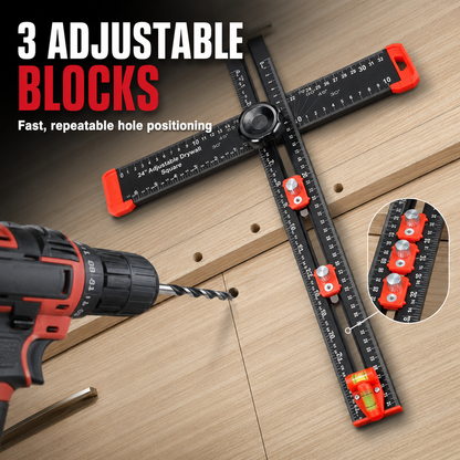 🛠️ 50% OFF | 4-in-1 Adjustable Drilling & Marking Square – Measure, Position, Mark & Drill