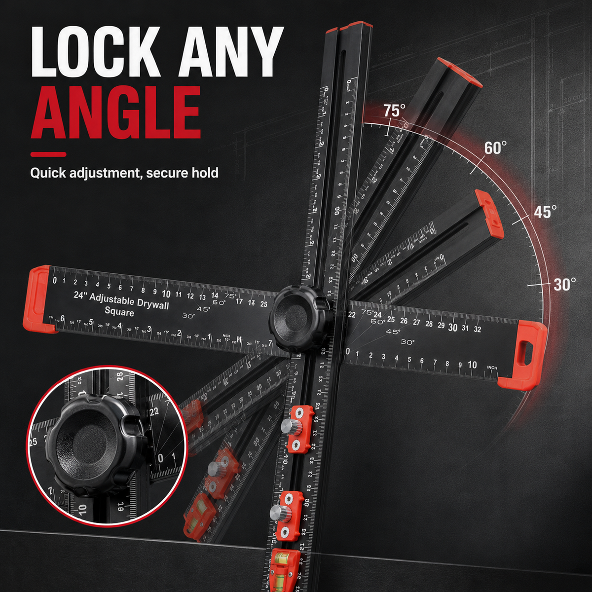 🛠️ 50% OFF | 4-in-1 Adjustable Drilling & Marking Square – Measure, Position, Mark & Drill