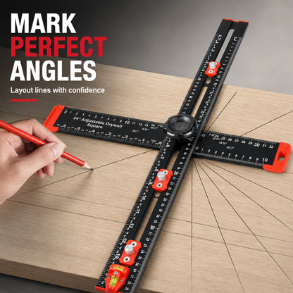 🛠️ 50% OFF | 4-in-1 Adjustable Drilling & Marking Square – Measure, Position, Mark & Drill
