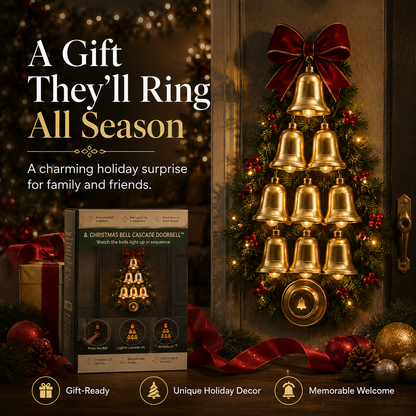 🔔 55% OFF | Christmas Bell Cascade Doorbell™ – Press, Glow & Chime Holiday Door Decor 🎄