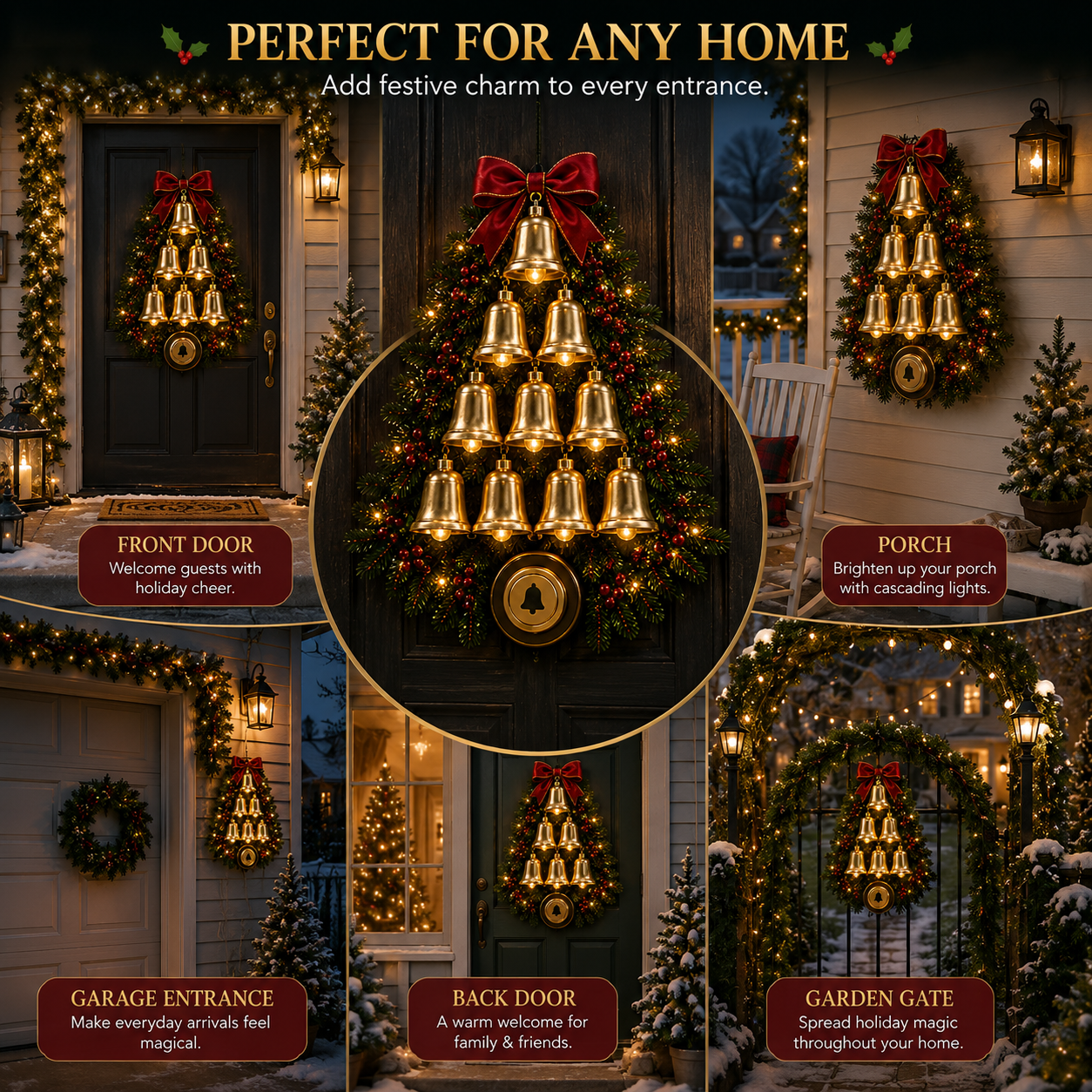 🔔 55% OFF | Christmas Bell Cascade Doorbell™ – Press, Glow & Chime Holiday Door Decor 🎄
