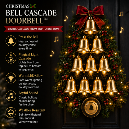 🔔 55% OFF | Christmas Bell Cascade Doorbell™ – Press, Glow & Chime Holiday Door Decor 🎄
